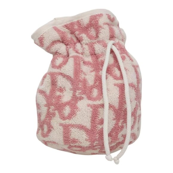 Christian Dior Pile Trotter Hand Bag Pink White Auth